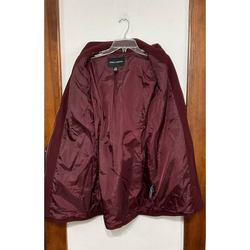 Vince Camuto Womens Full Zip Jacket Coat Dark Red Size Medium High Neck Pockets - Picture 7 of 10